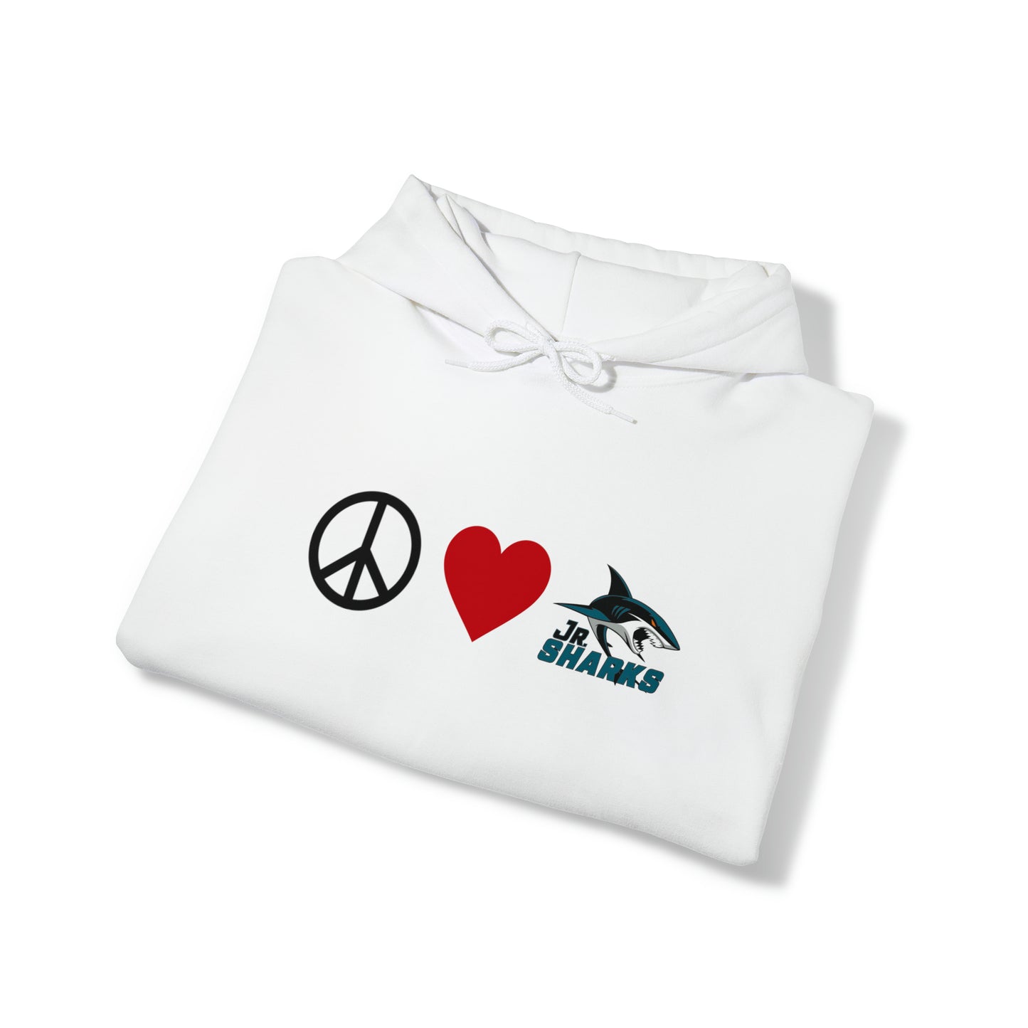Peace. Love. Jr Sharks. Unisex Heavy Blend™ Hoodie