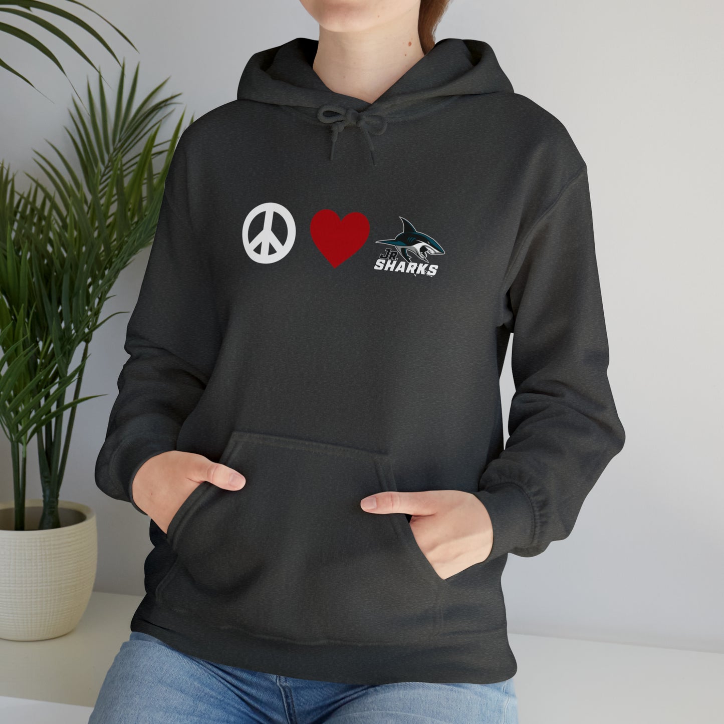 Peace. Love. Jr Sharks. Unisex Heavy Blend™ Hoodie