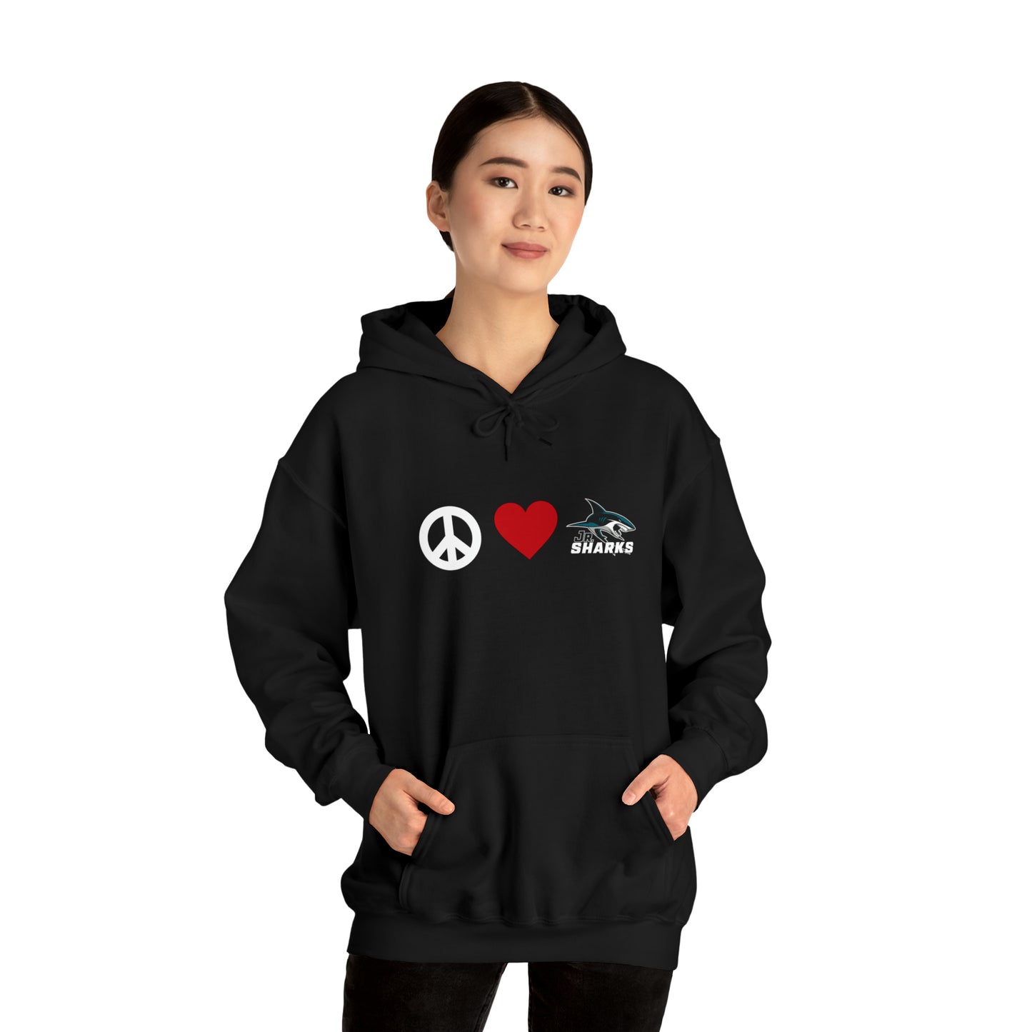 Peace. Love. Jr Sharks. Unisex Heavy Blend™ Hoodie