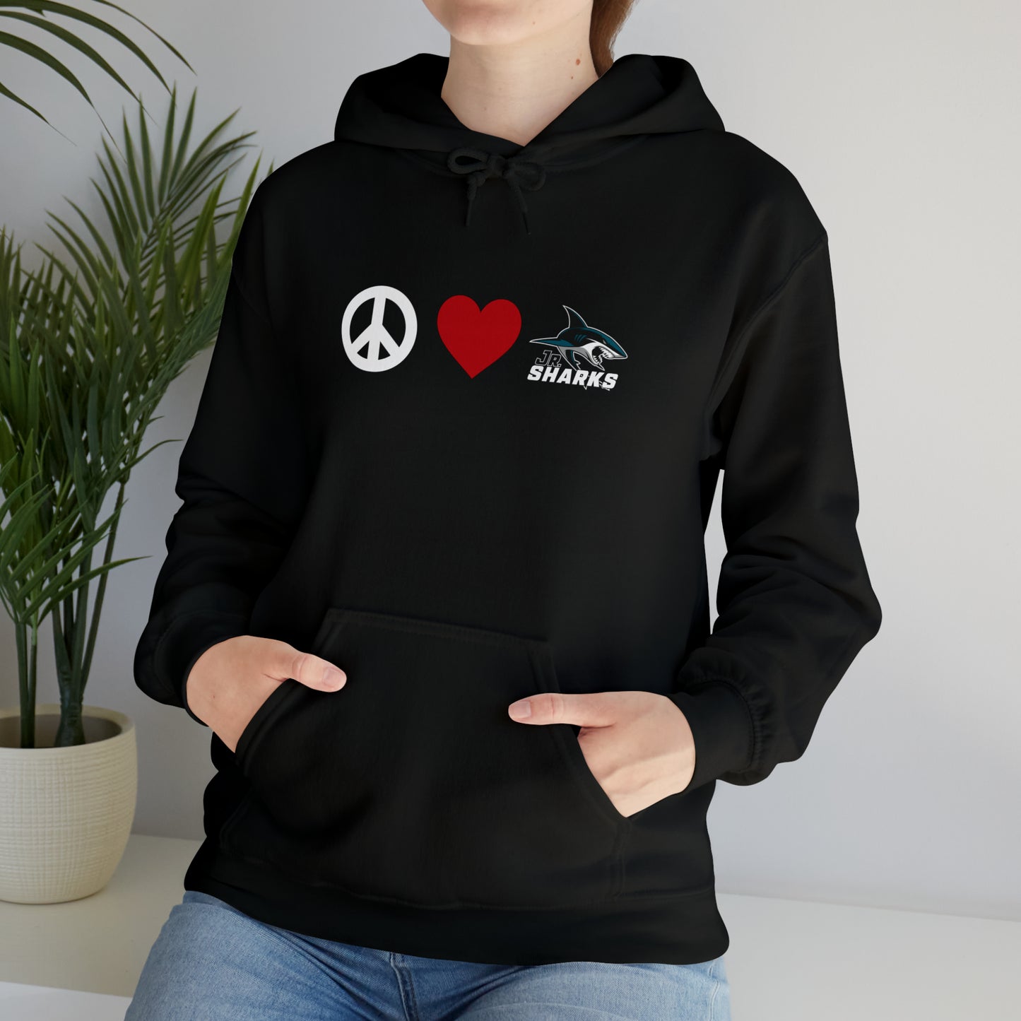 Peace. Love. Jr Sharks. Unisex Heavy Blend™ Hoodie