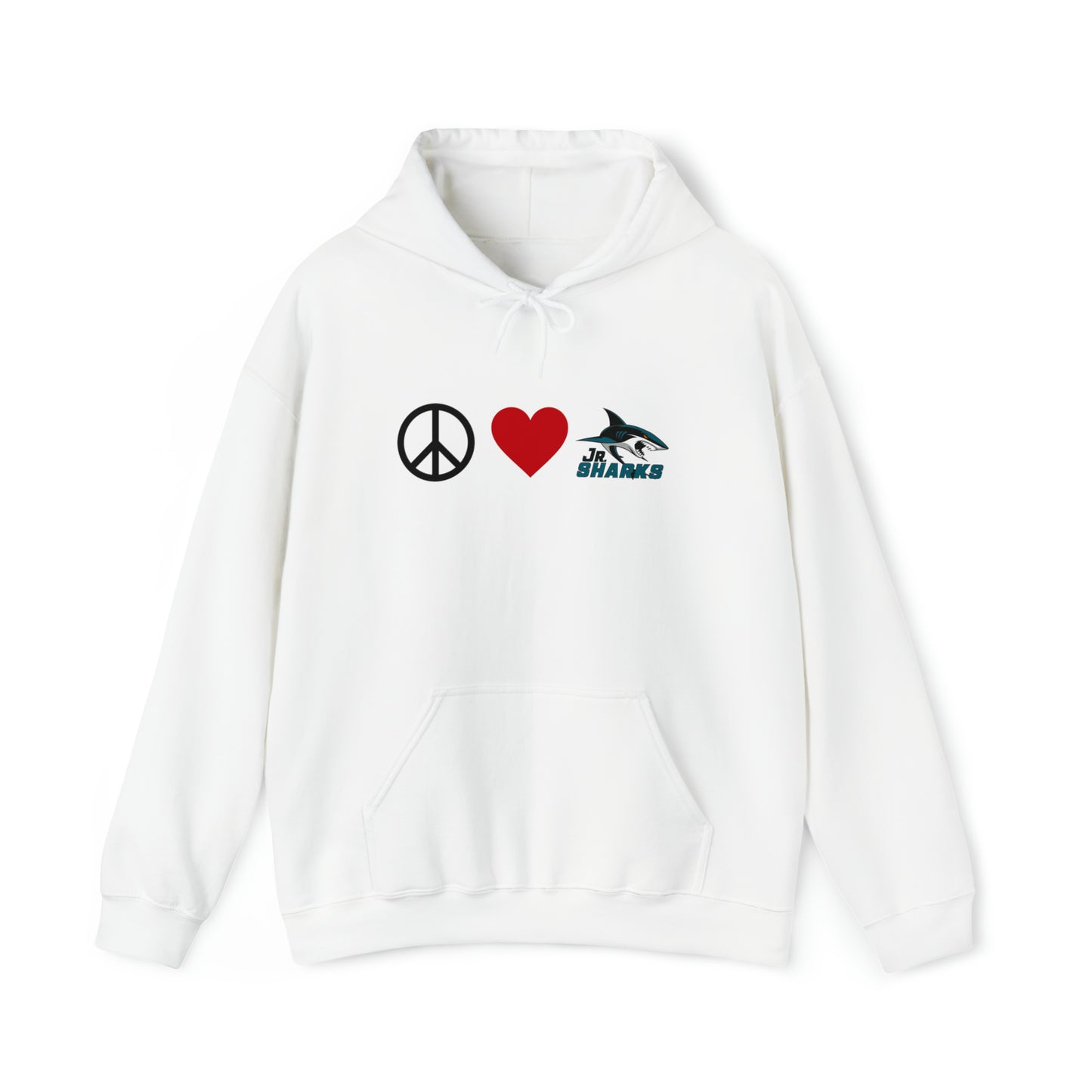 Peace. Love. Jr Sharks. Unisex Heavy Blend™ Hoodie