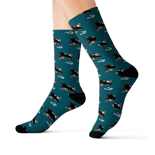 Jr Sharks Sublimated Logo Socks