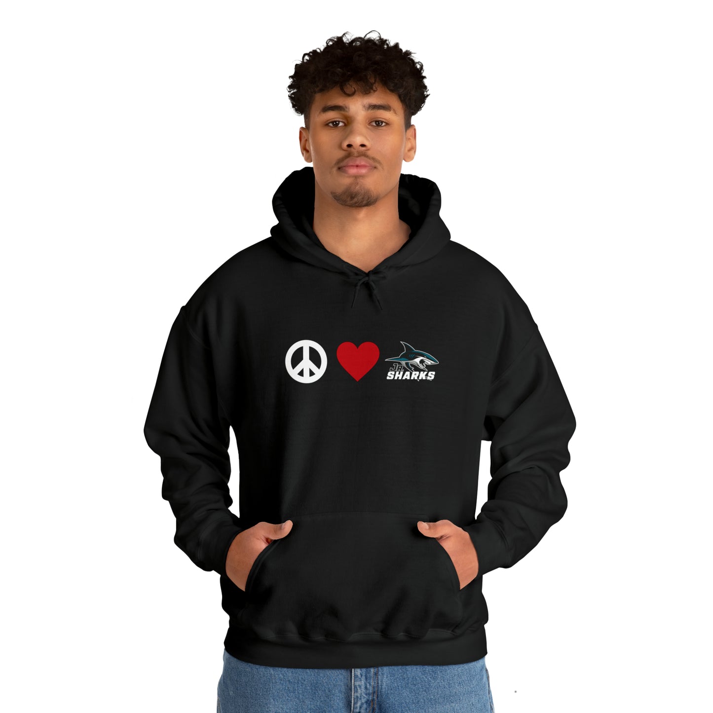 Peace. Love. Jr Sharks. Unisex Heavy Blend™ Hoodie