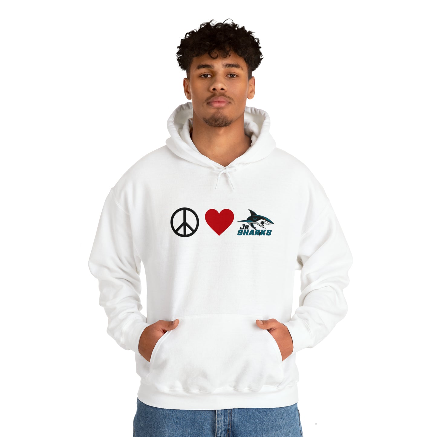 Peace. Love. Jr Sharks. Unisex Heavy Blend™ Hoodie