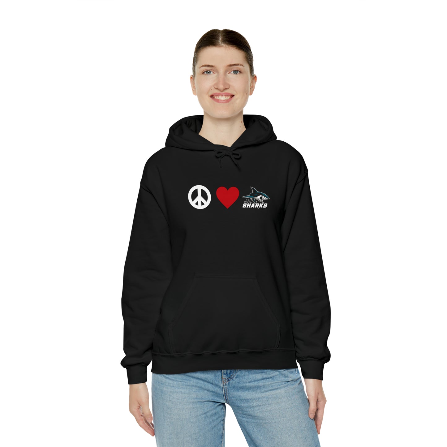 Peace. Love. Jr Sharks. Unisex Heavy Blend™ Hoodie