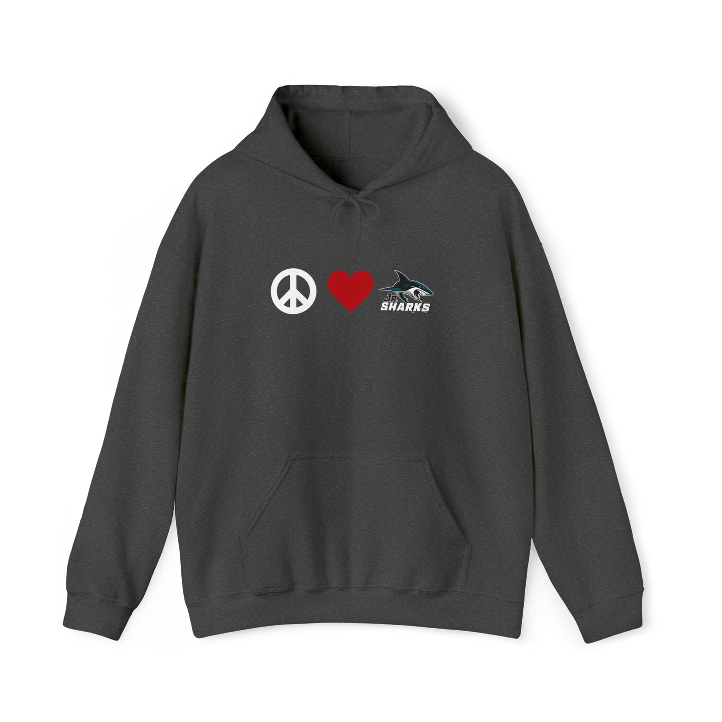 Peace. Love. Jr Sharks. Unisex Heavy Blend™ Hoodie